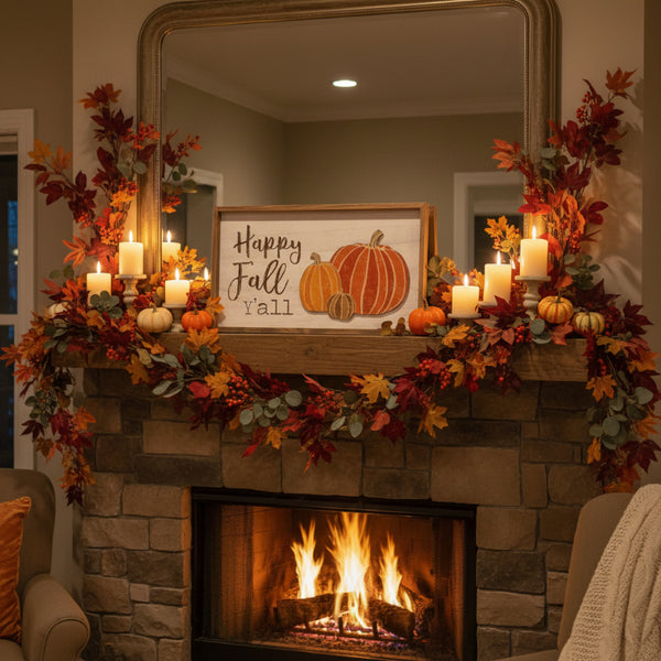 happy fall y'all framed pumpkin sign