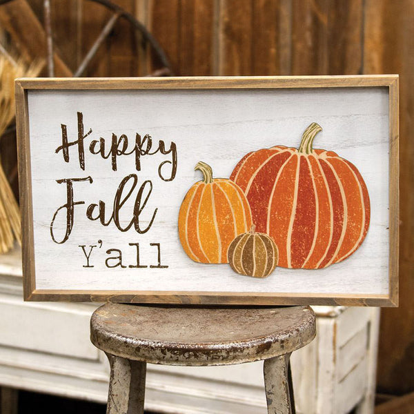 happy fall y'all framed pumpkin sign