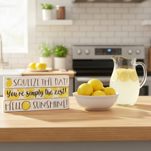 lemon themed mini stacking signs