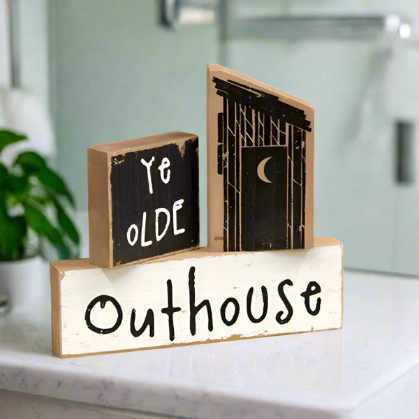 ye olde outhouse wood block sign