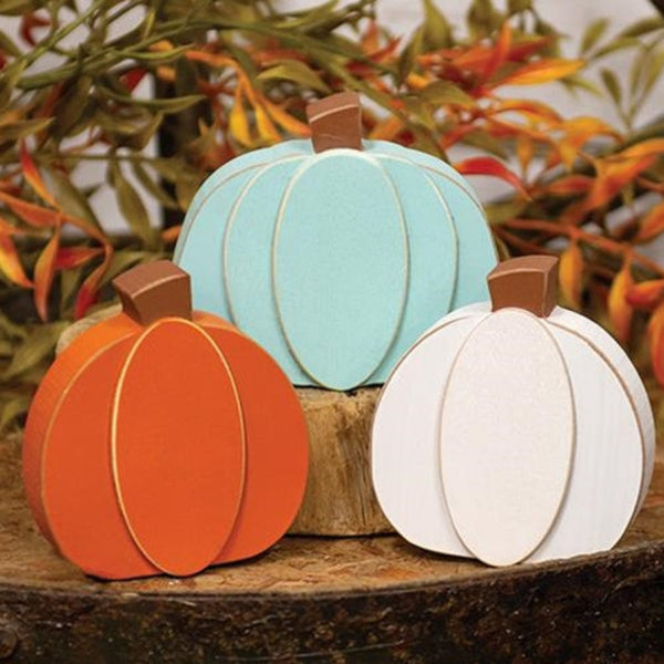 mini chunky pumpkin shelf sitters set of 3