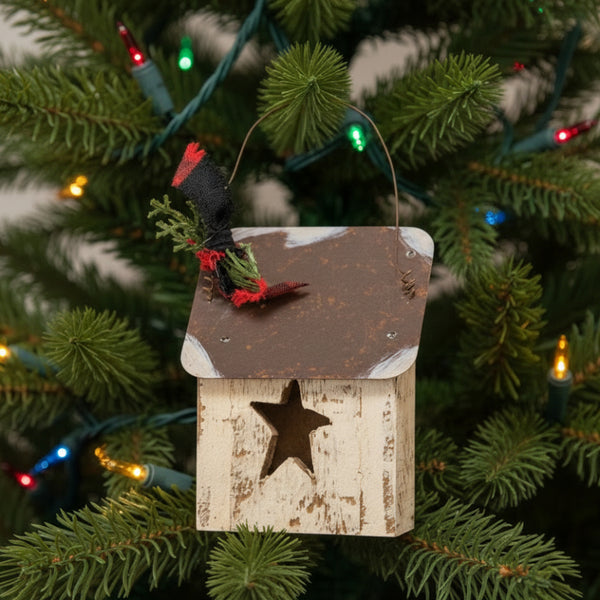 tin roof birdhouse ornament
