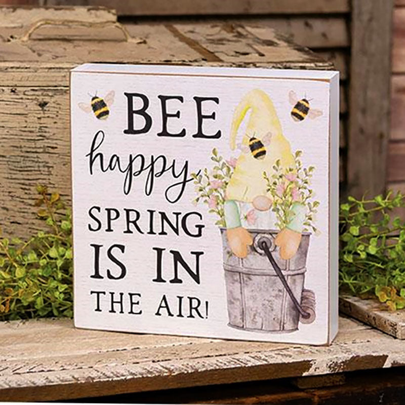 Spring Bee Signs Bee Happy Spring Is In The Air Box Sign G36851 | Buffalo Trader Online