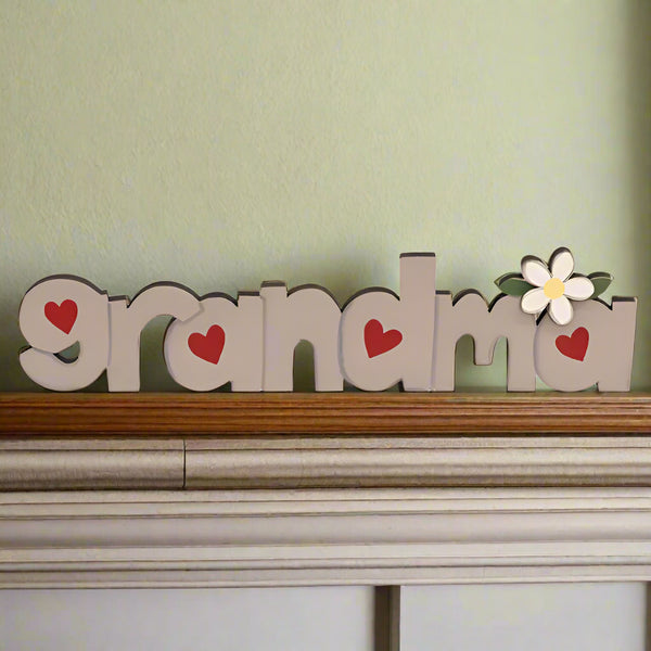 grandma wooden word shelf sitter