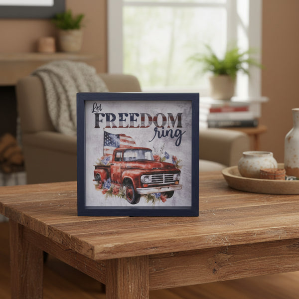 let freedom ring americana truck shadowbox sign