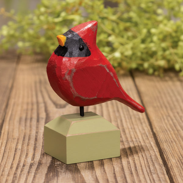 chunky carved wood cardinal male