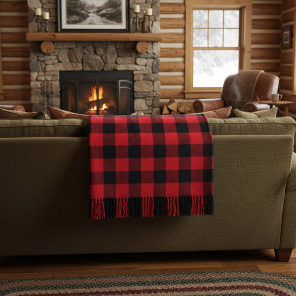 red and black buffalo checks blanket throw 52x74