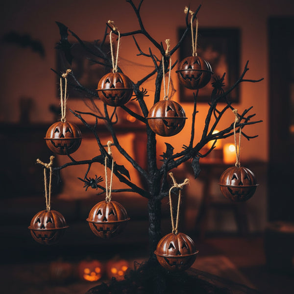 jack-o-lantern pumpkin bell ornaments set of 6