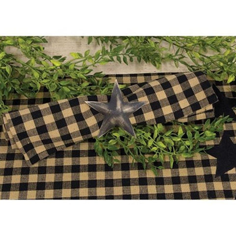 Black and Tan Checkered Fabric Napkins Set of 4