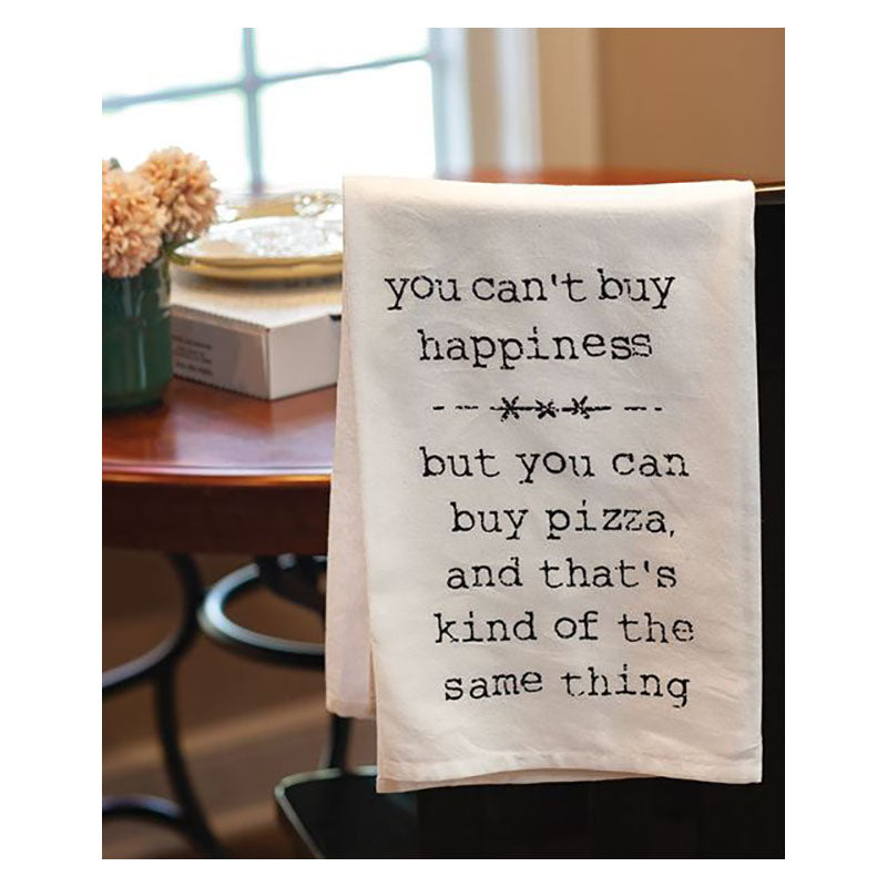 you can't buy happiness kitchen tea towel