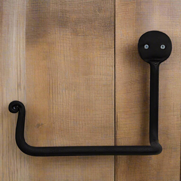 black wrought iron toilet paper holder