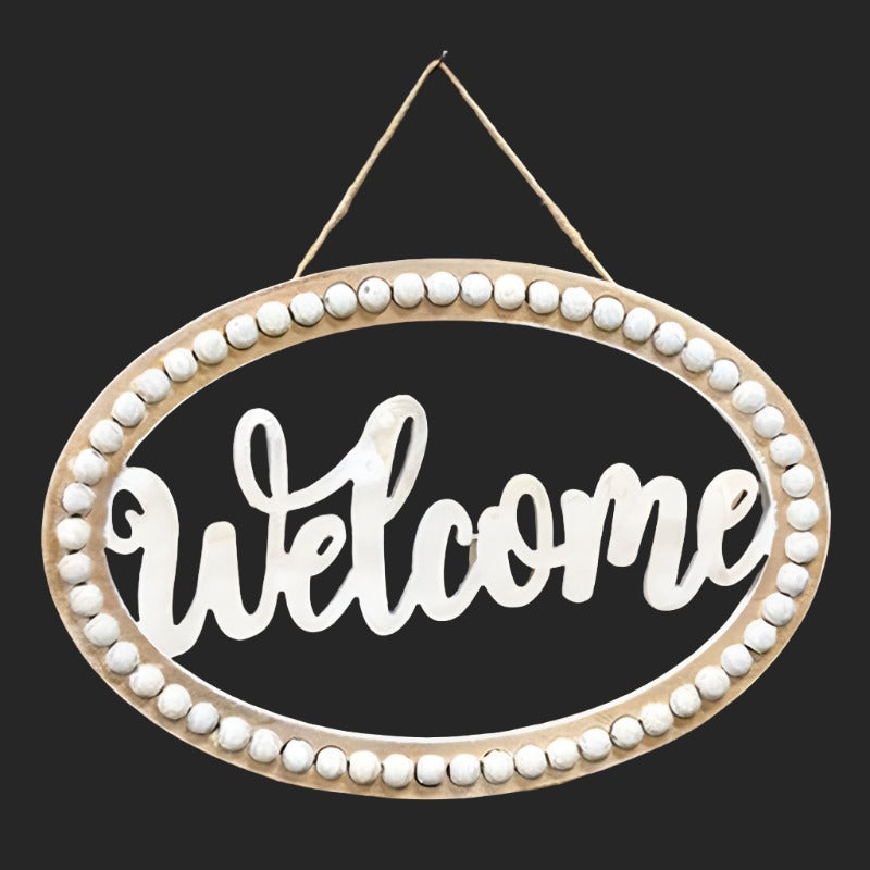 Welcombe Sign Distressed Beaded Welcome Sign G60307 | Buffalo Trader Online