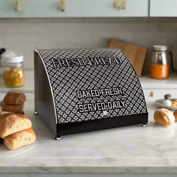 black embossed bread box