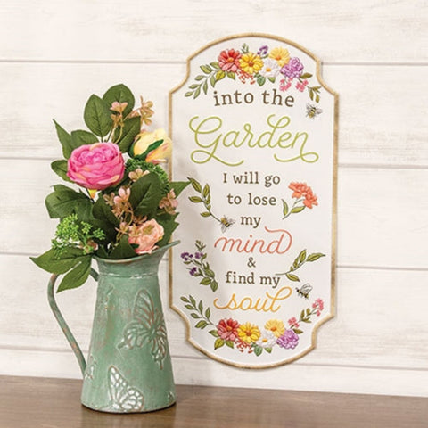 Into The Garden Embossed Floral Sign