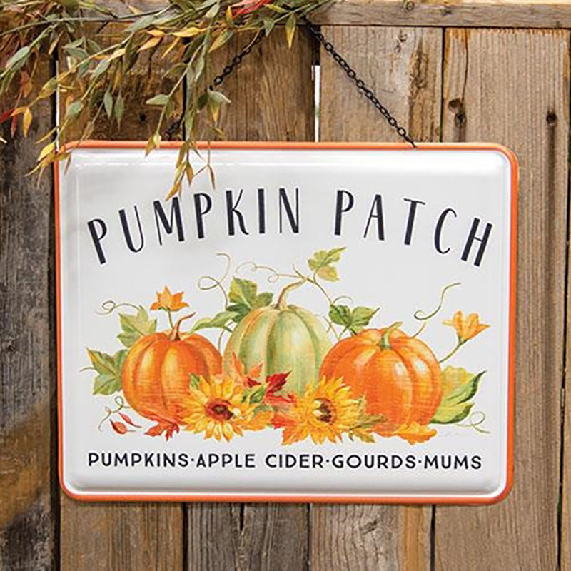 pumpkin patch rectangle enamel sign