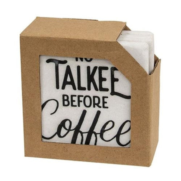 No Talkee Before Coffee Coasters Set of 4 G65327 | Buffalo Trader Online