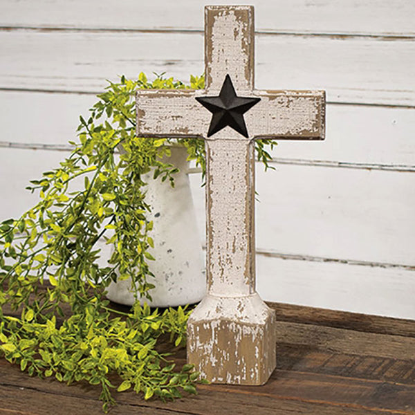 wooden cross with barn star