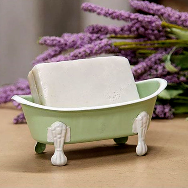 mint green cast iron clawfoot bathtub soap dish