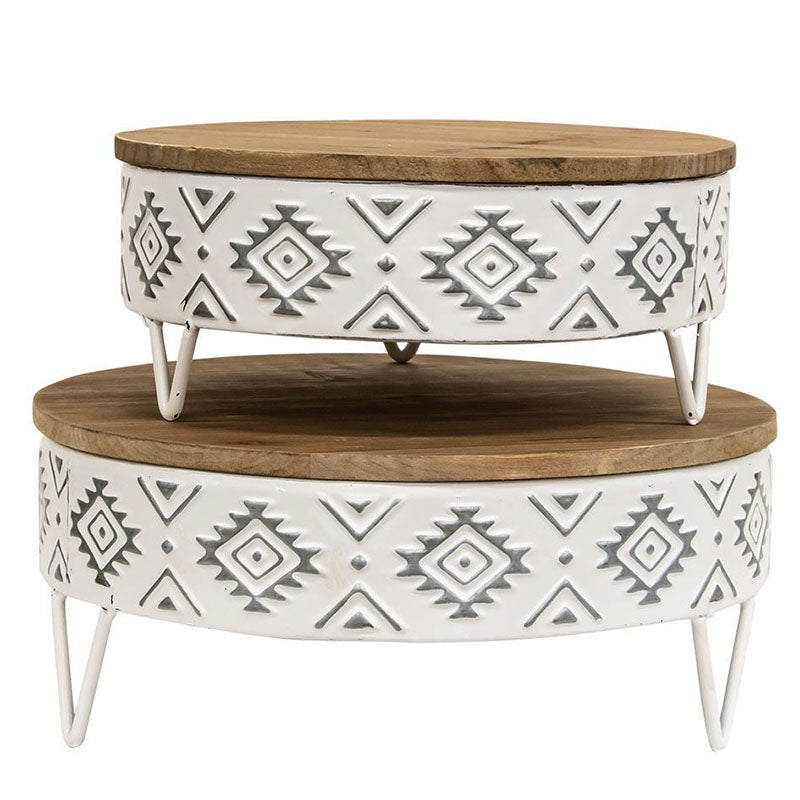 Boho Metal & Wood Table Risers Set of 2 G70120 | Buffalo Trader Online