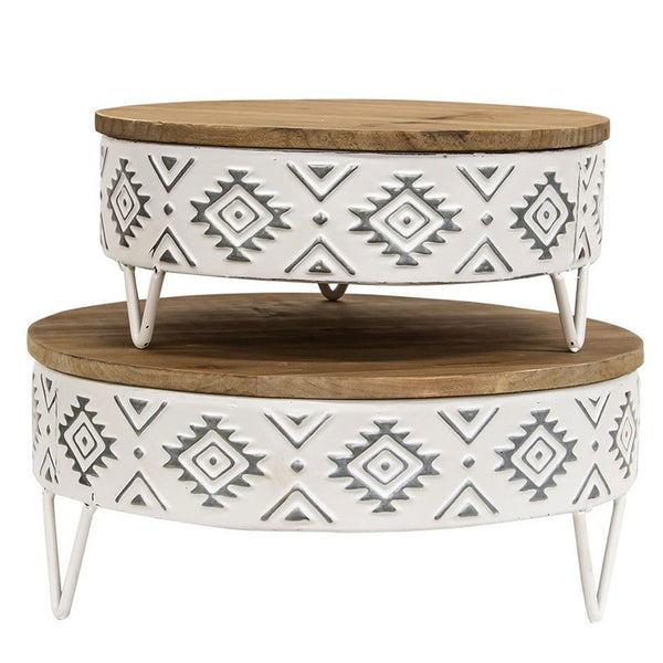 Boho Metal & Wood Table Risers Set of 2 G70120 | Buffalo Trader Online