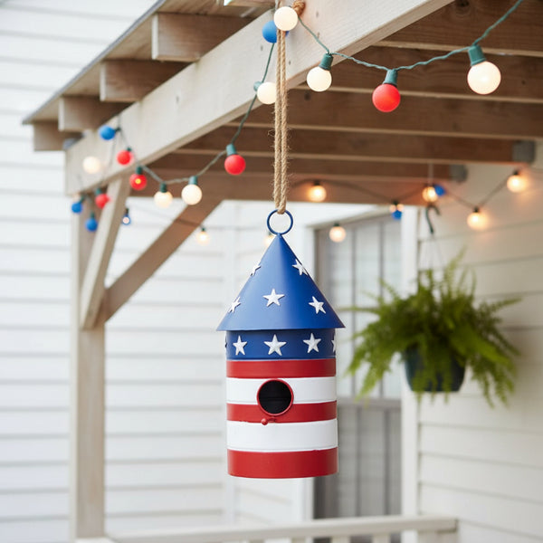 distressed metal americana firecracker birdhouse
