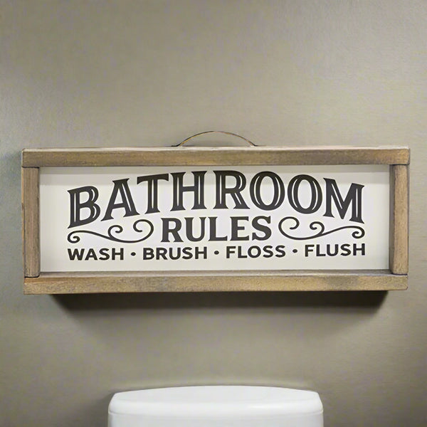 bathroom rules framed sign