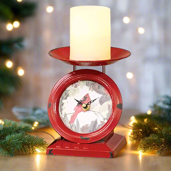 vintage christmas cardinal old town scale clock