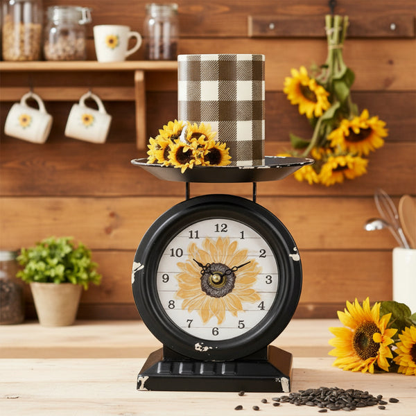vintage sunflower old town scale clock