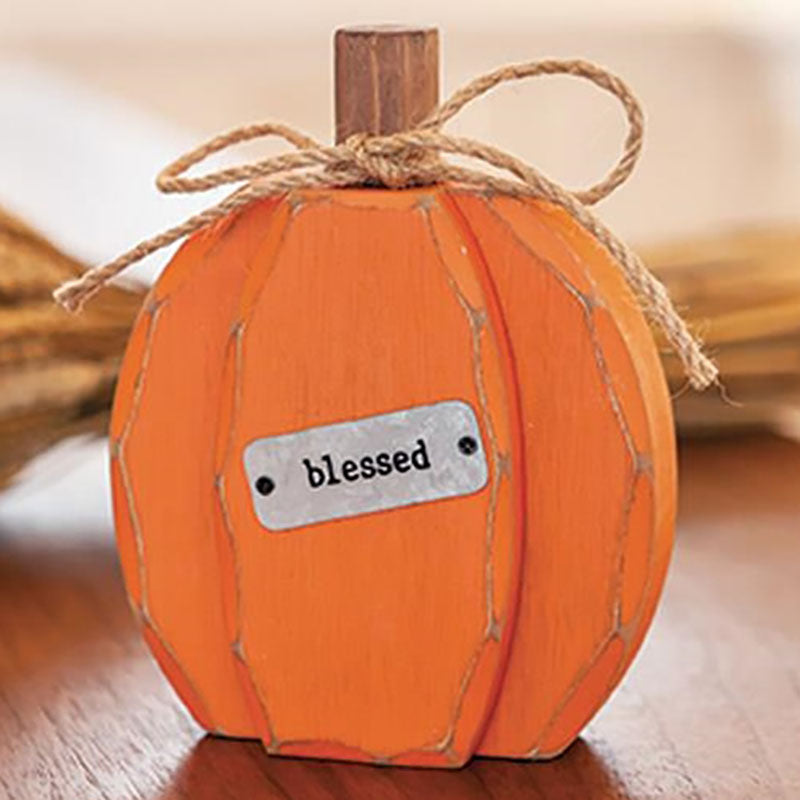 blessed orange wooden pumpkin
