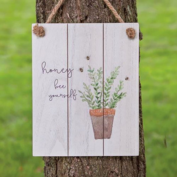 honey bee yourself shiplap sign