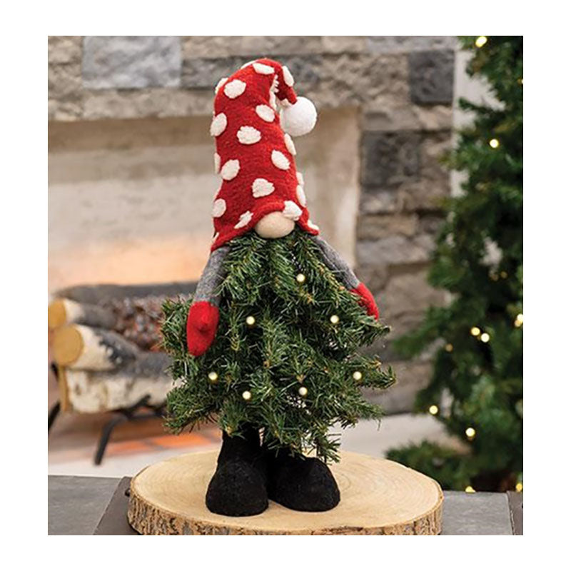 lit led polka dot christmas tree gnome