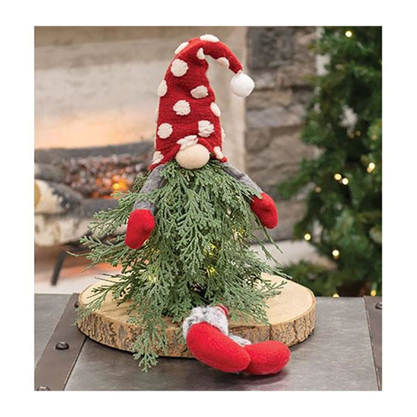 lit led polka dot christmas tree dangle legs gnome