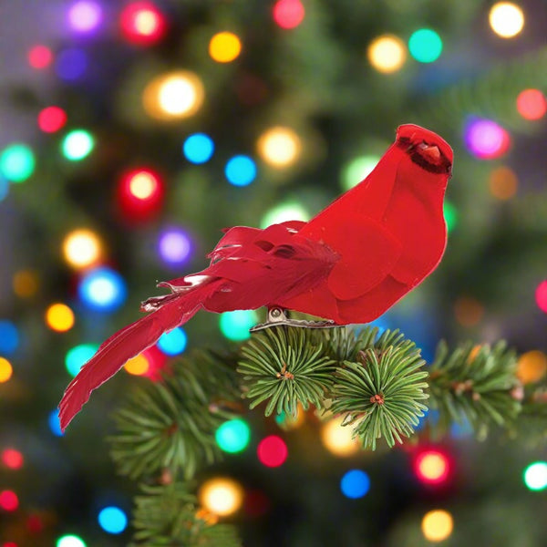 mini red cardinal clip-on ornaments