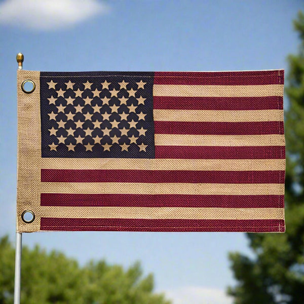 17 x 28 burlap tea stained american flag