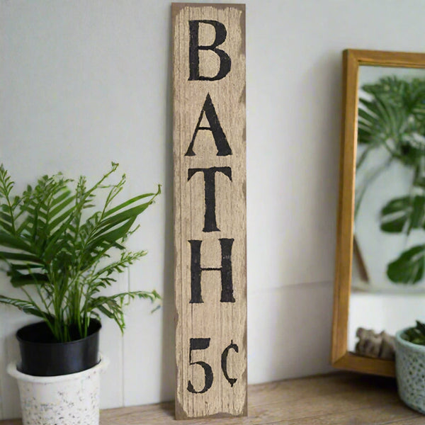 bath 5 cents distressed barnwood sign