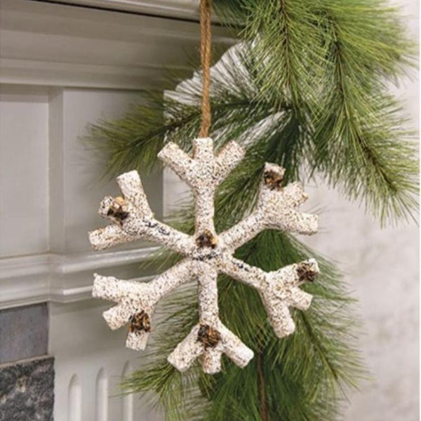 large birch look snowflake ornament