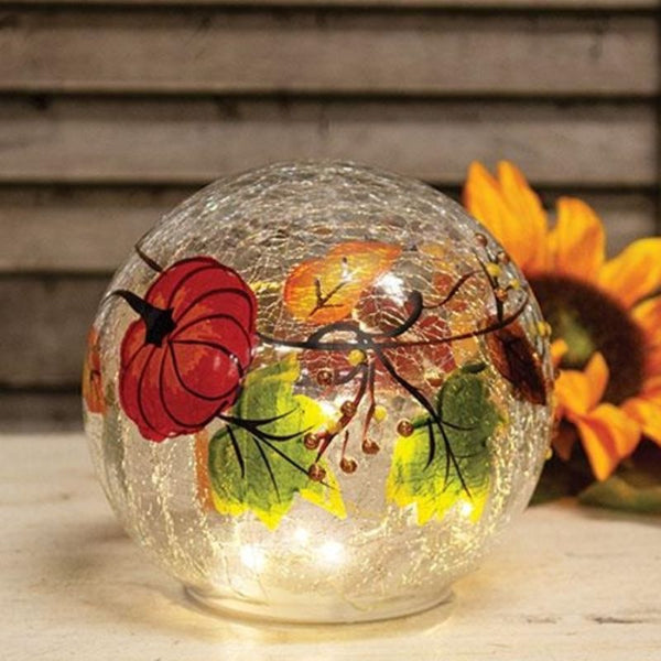 pumpkin patch crackled glass LED orb