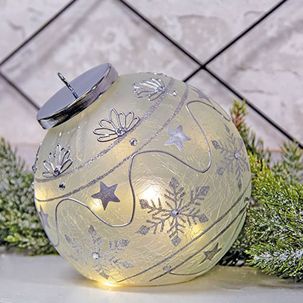 silver snowflakes light up ball ornament