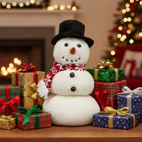 stuffed sherpa snowman figurine