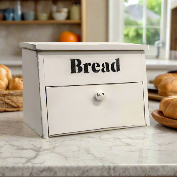 wooden two compartment bread box