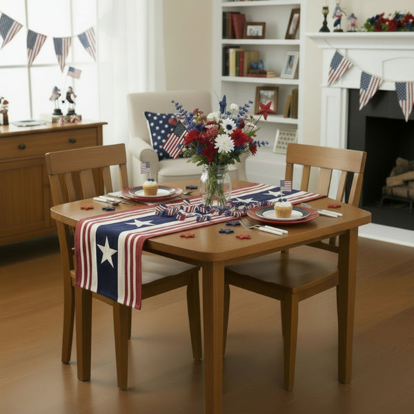 vintage usa flag table runner short 32x16