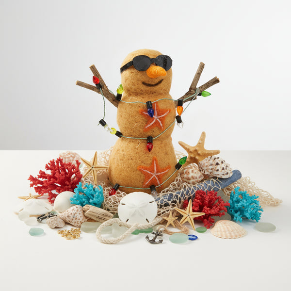 beach snowman felted ornament
