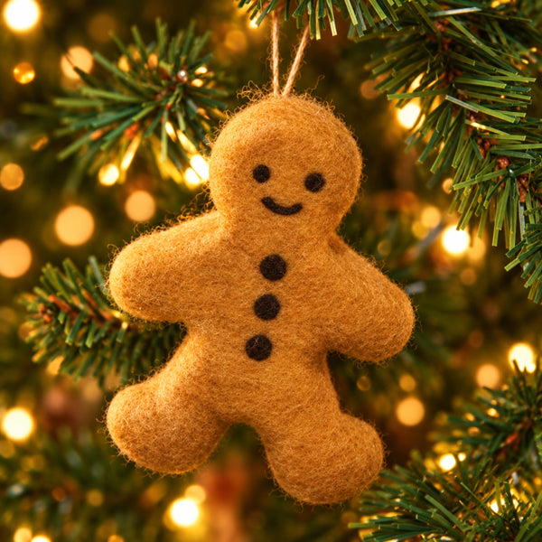 felted gingerbread man ornament