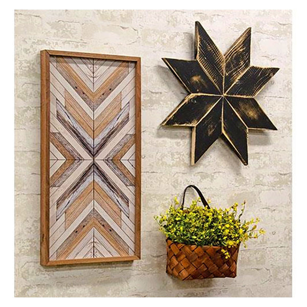 chevron pattern driftwood framed wall decor