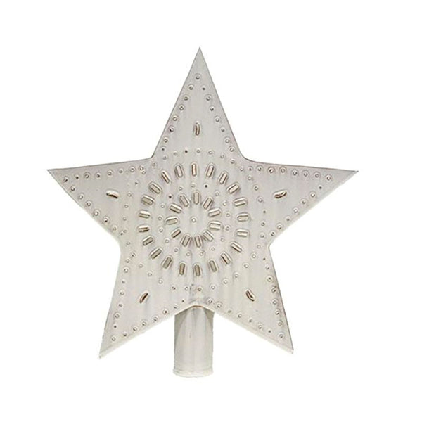 large whitewashed punched star christmas tree topper