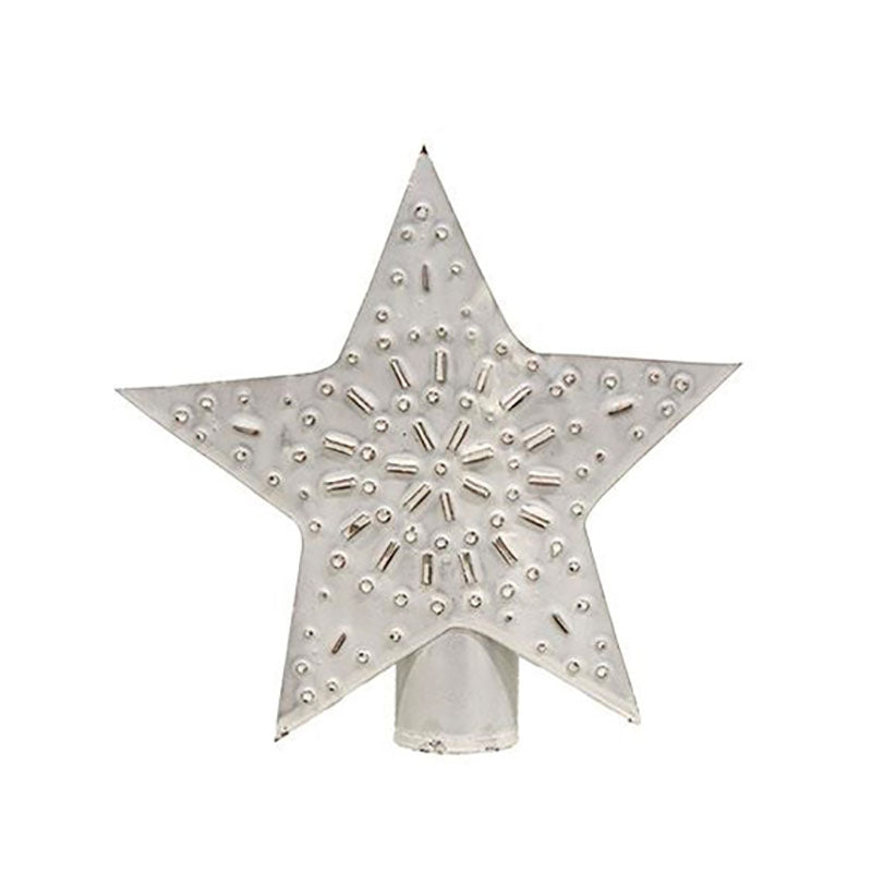 small whitewashed punched star christmas tree topper