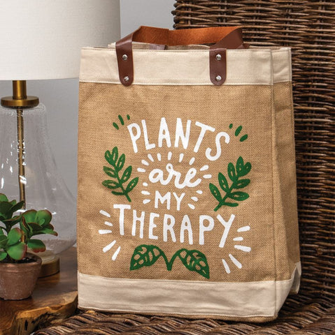Plants Are My Therapy Jute Tote