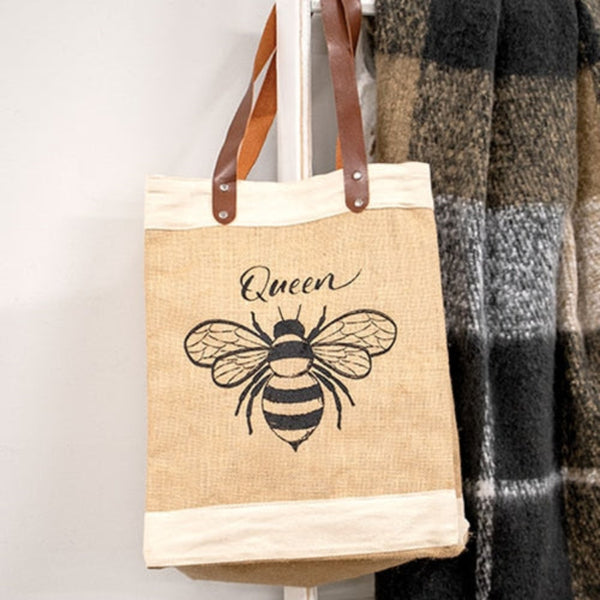 queen bee jute tote