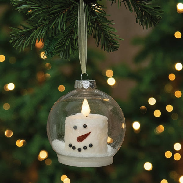 4 inch led candle snowman bulb ornament