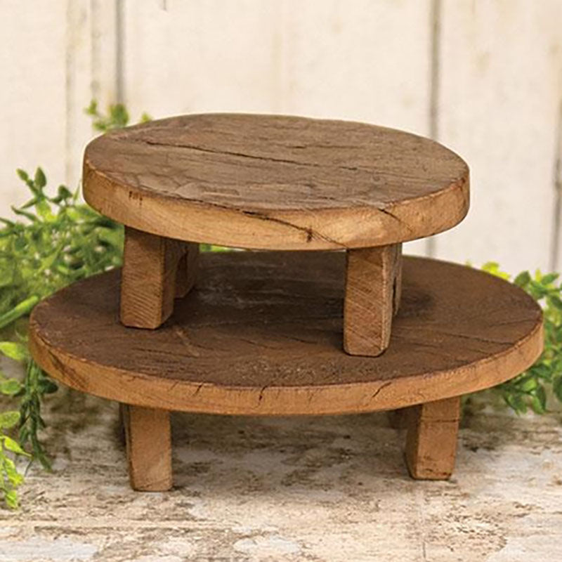 rustic oval wooden table risers